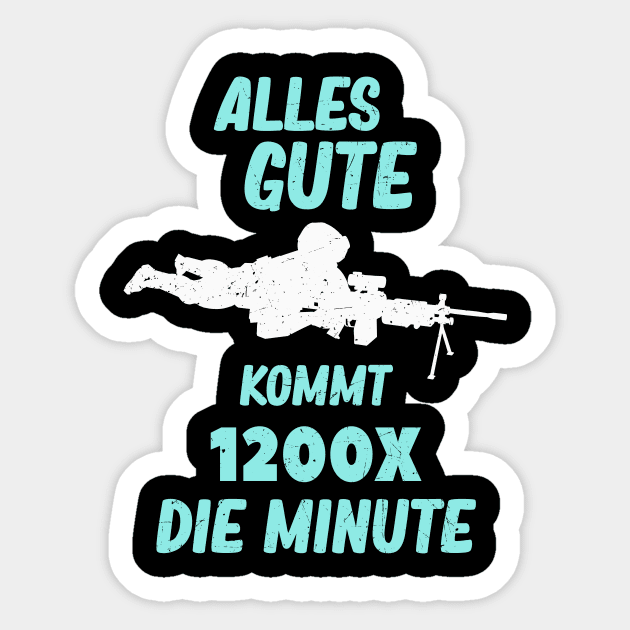 Lustiges MG Maschinengewehr Soldaten Gamer Fun Sticker by Foxxy Merch